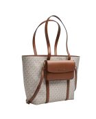 Große 2-in-1-Tragetasche Jet Set Travel in Braun/Beige — 43 x 30 x 11 cm