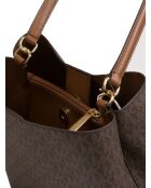 Sac bandoulière style seau Pratt marron - 26.7x22.2x12.1 cm