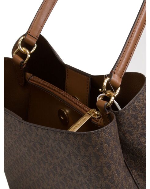 Sac bandoulière style seau Pratt marron - 26.7x22.2x12.1 cm