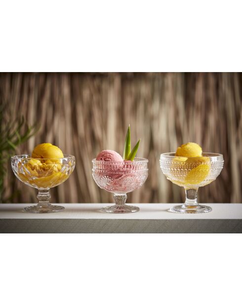 Lot de 6 Coupelles sur pied en verre Chambord transparent - D.10.5x9.5 cm
