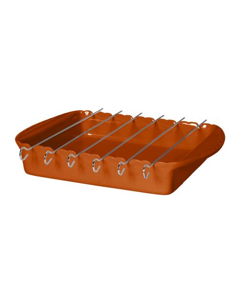 Plat à four broche Barbecue caramel -38 x 27 x 6cm
