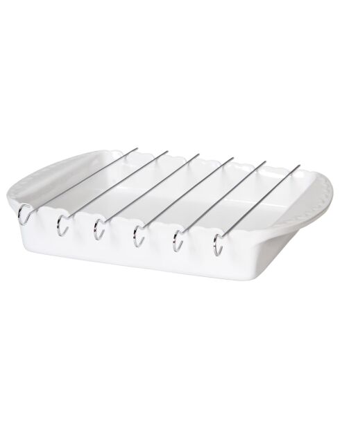 Plat à four broche Barbecue blanc - 38 x 27 x 6cm