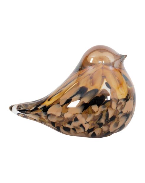 Presse-papier en verre moineau Serin marron - 12 x 7 x 8.5cm