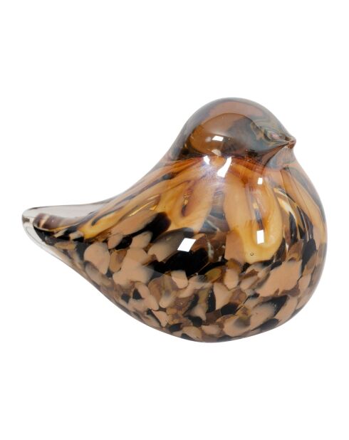 Presse-papier en verre moineau Serin marron - 12 x 7 x 8.5cm