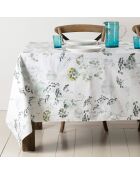 Nappe en coton Herbier blanc/vert