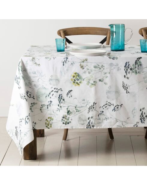 Nappe en coton Herbier blanc/vert