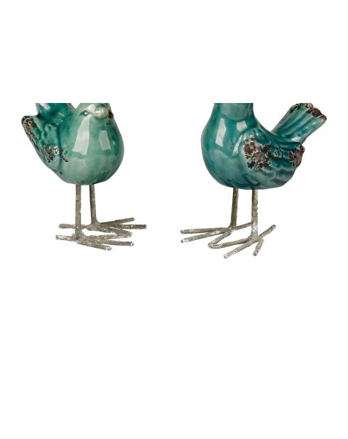 Décorations 2 assortis Oiseau vertes -12.5 x H14.5cm