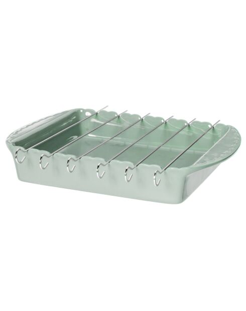 Plat à four broche Barbecue vert -38 x 27 x 6cm