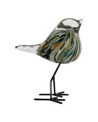 Décoration en verre moineau Serin émeraude/doré - 12 x 6.5 x 15cm