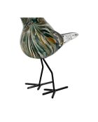 Décoration en verre moineau Serin émeraude/doré - 12 x 6.5 x 15cm