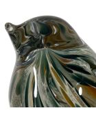 Décoration en verre moineau Serin émeraude/doré - 12 x 6.5 x 15cm
