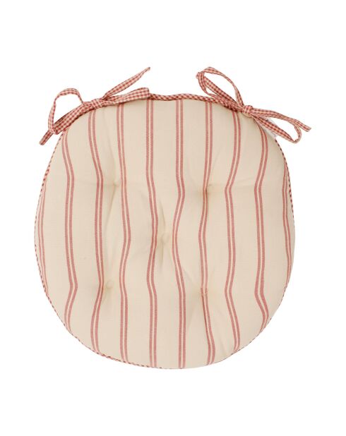 Galette de chaise ronde en coton Campagne rouge - D .40cm