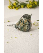 Presse-papier en verre moineau Serin émeraude/doré -12 x 6 x H7.5cm
