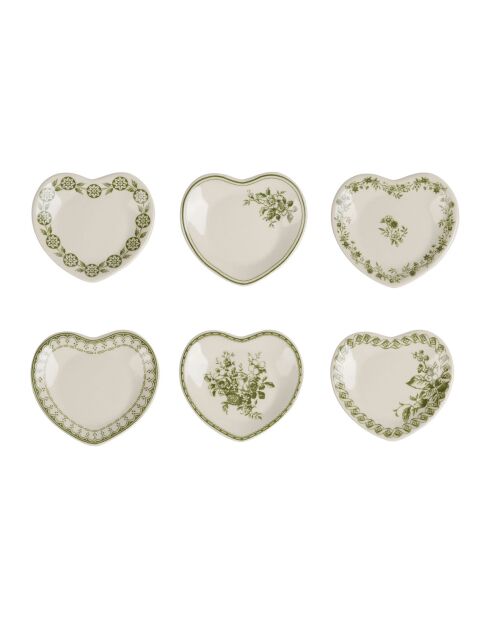 Lot de 6 coupelles cœur Faustine verte -10 x 9cm