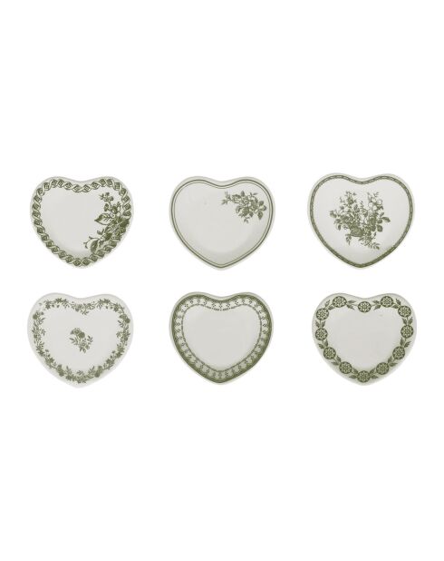 Lot de 6 coupelles cœur Faustine verte -10 x 9cm
