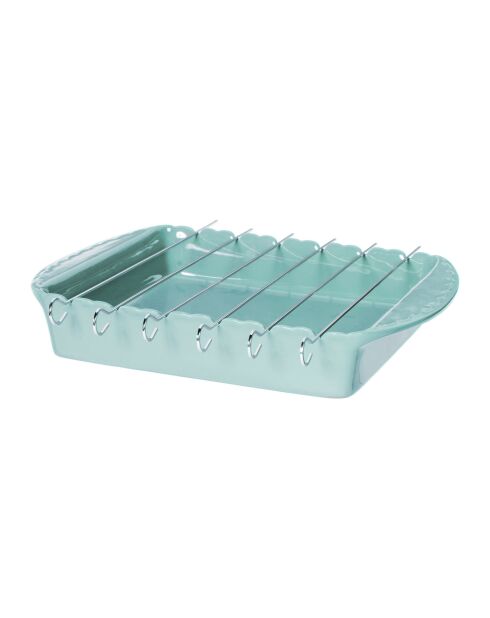 Plat à four broche Barbecue turquoise - 38 x 27 x 6cm