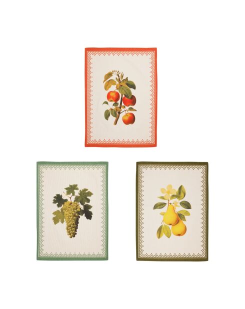 Lot de torchon en coton pomme Damier multicolore - 3 pièces
