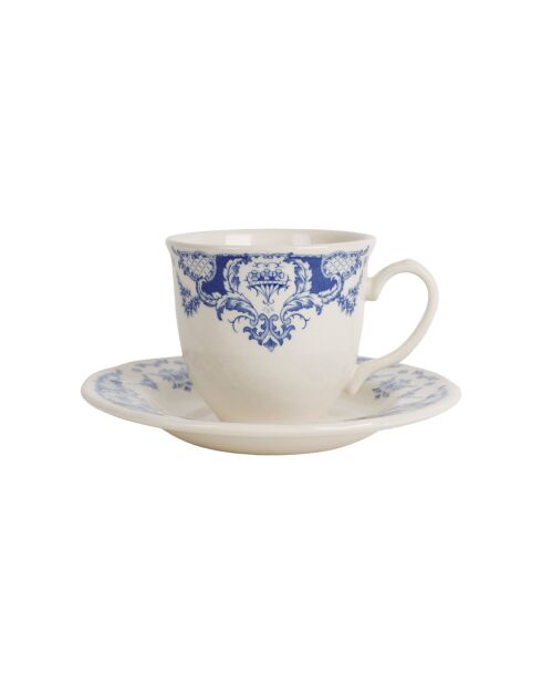 Tasse à thé avec soucoupe Clothilde bleue - 22 cl