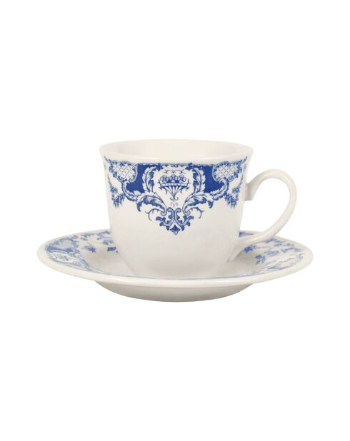 Tasse à thé avec soucoupe Clothilde bleue - 22 cl