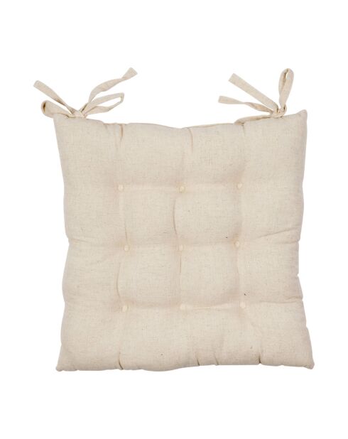 Galette de chaise en lin mélangé Marie-Lise beige- 40x40 cm