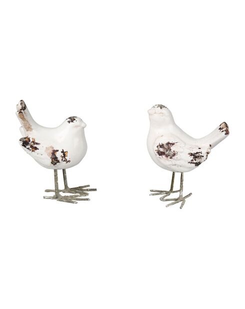 Décorations 2 assortis Oiseau blanches - 12.5 x H14.5cm
