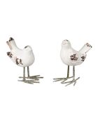 Décorations 2 assortis Oiseau blanches - 12.5 x H14.5cm