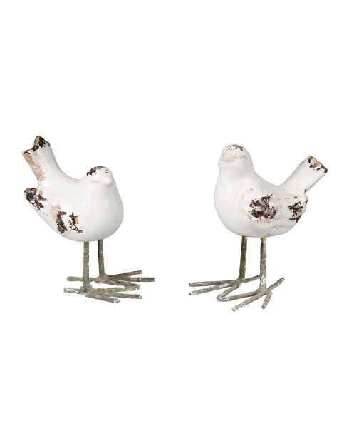 Décorations 2 assortis Oiseau blanches - 12.5 x H14.5cm