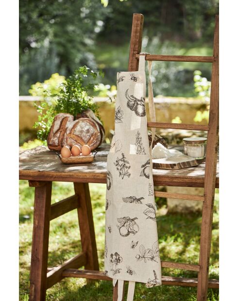 Tablier en coton Marie-Lise marron - 68x85 cm