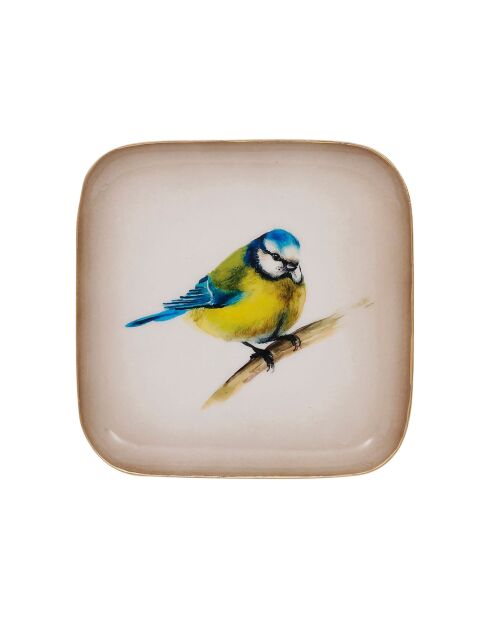 Plateau Mésange bleu/jaune - 16x16 cm