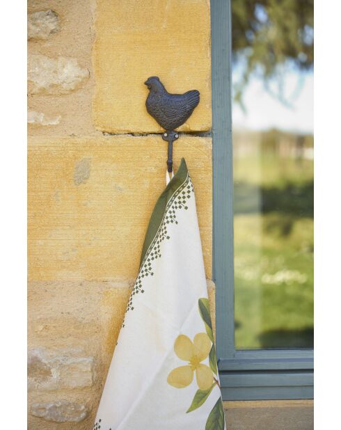 Patère poule Campagne noir - 9.5 x 16 x 3.5cm