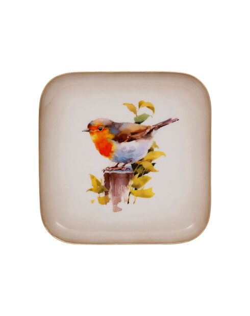 Plateau Rouge-Gorge multicolore - 16x16 cm