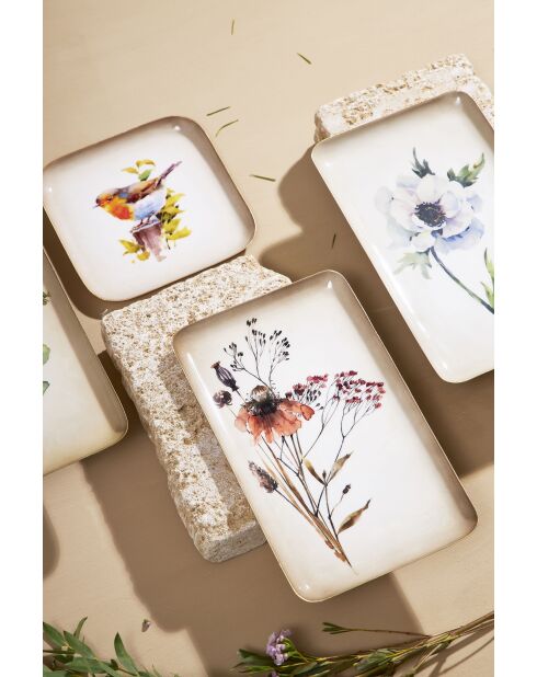 Plateau Rouge-Gorge multicolore - 16x16 cm