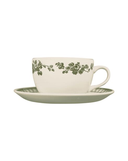Tasse à thé avec soucoupe Faustine verte - 23 cl