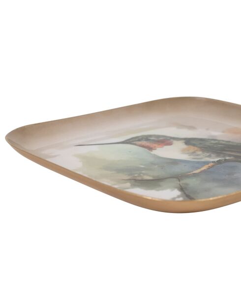 Plateau Colibri Oiseau multicolore - 16x16 cm