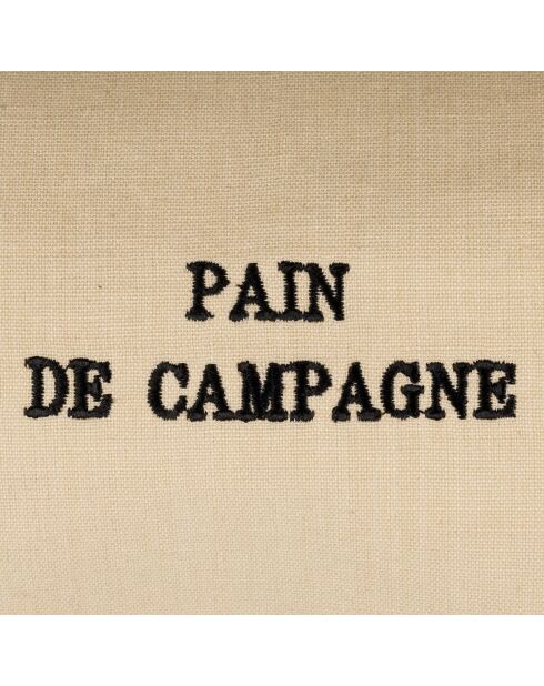 Sac à pain en coton Campagne noir - 18.5 x 12 x 50cm