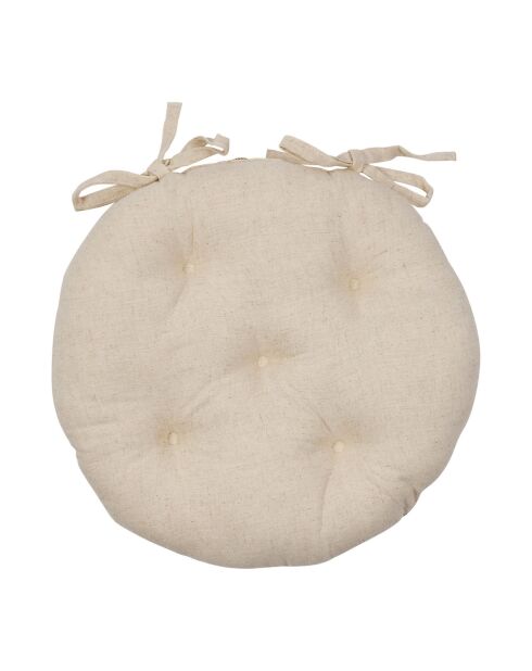 Galette de chaise en lin mélangé Marie-Lise beige - D.40 cm