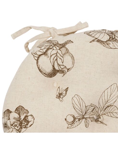 Galette de chaise en lin mélangé Marie-Lise beige - D.40 cm