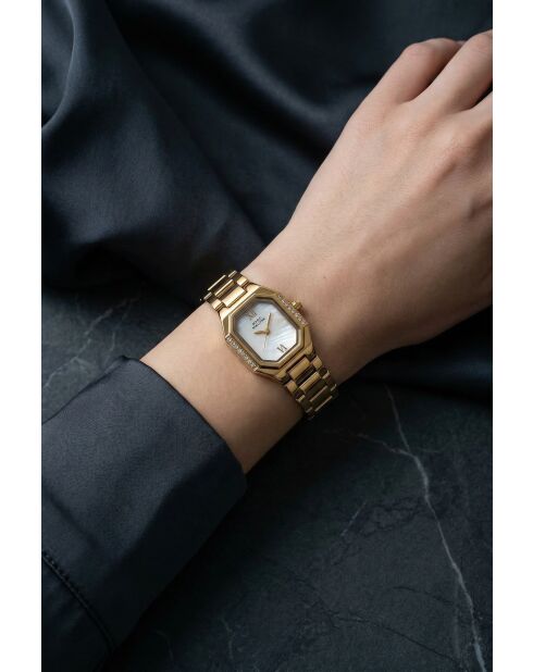 Montre femme analogique en acier inoxydable Royal Glow dorée