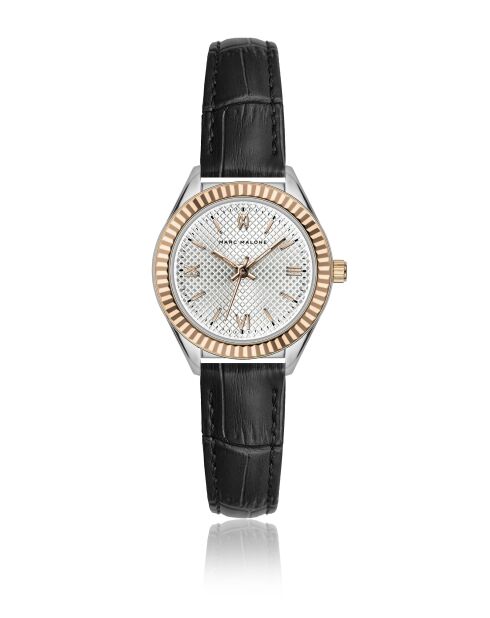 Montre femme analogique en cuir Noir