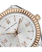Montre femme analogique en acier inoxydable argenté/rose