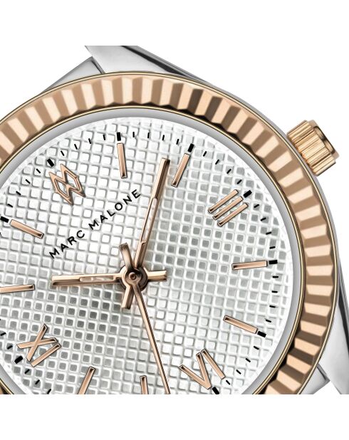 Montre femme analogique en acier inoxydable argenté/rose