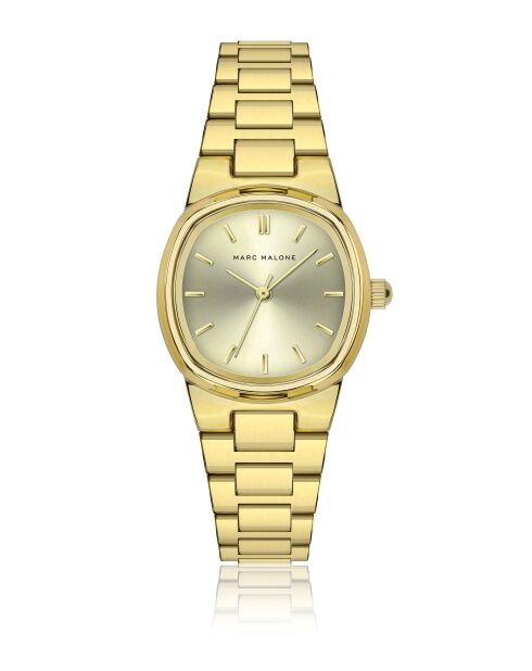 Montre femme analogique en acier inoxydable Golden Dew dorée