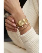 Montre femme analogique en acier inoxydable Golden Dew dorée