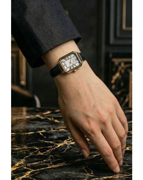 Montre femme analogique en cuir Aethel Ridge Noir