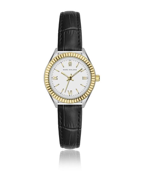 Montre femme analogique en cuir Noir