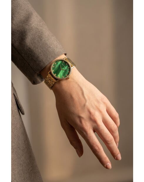 Montre femme analogique en acier inoxydable Luna dorée