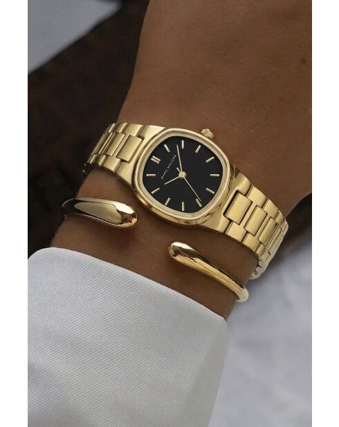 Montre femme analogique en acier inoxydable Nylo dorée