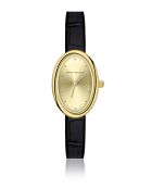 Analoog leren dameshorloge Gold Opulence zwart