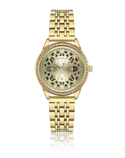 Montre femme analogique en acier inoxydable Zavelle dorée