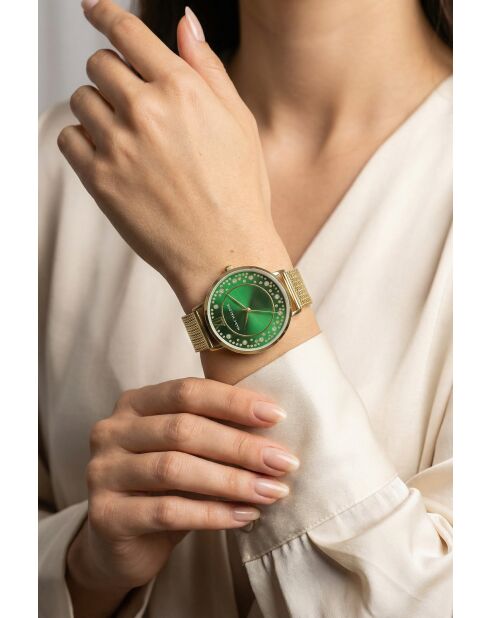 Montre femme analogique en acier inoxydable Golden Luster dorée